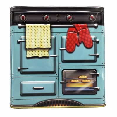 Caixa metal fogão Retro azul