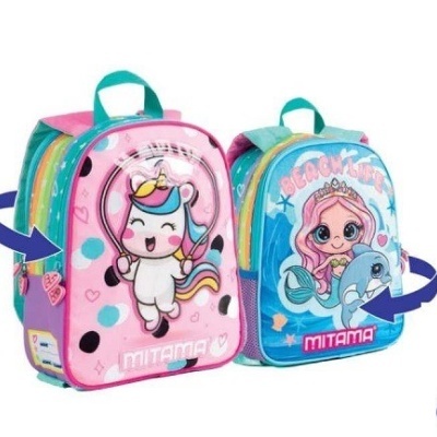 Mochila Mitama dupla face unicórnio/sereia