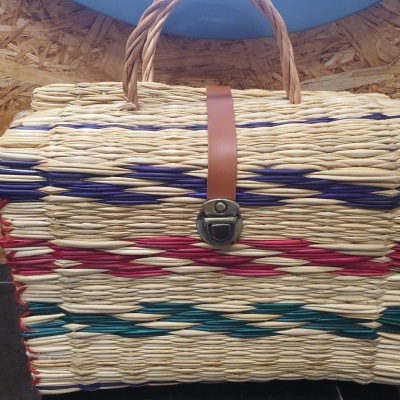 Cesta de junco 29cm 3 listas