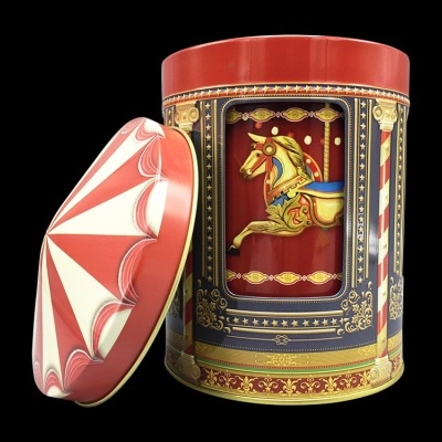 CAIXA DE METAL CARROCEL Natal (MUSICAL E GIRATÓRIO) Cavalos