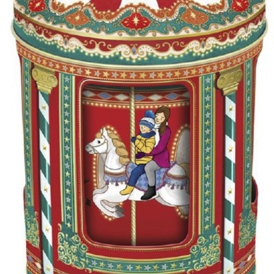 CAIXA DE METAL CARROCEL Natal (MUSICAL E GIRATÓRIO) CRIANÇAS