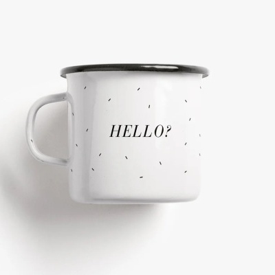 Caneca esmalte HELLO.... THIS IS TEA...