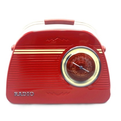 Caixa de metal rádio vintage vermelho