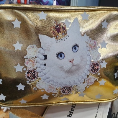 Bolsa/ necessaire gata de coroa