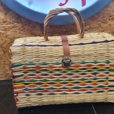 Cesta de junco 32cm risquinha