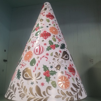 CAIXA DE METAL Árvore de Natal branca (MUSICAL E GIRATÓRIO)