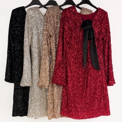 Vestido Lantejoulas c/ Laço costas