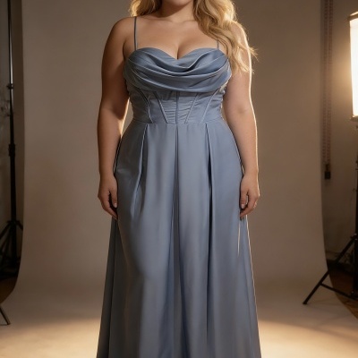 Vestido "80590" TG - Azul Acizentado