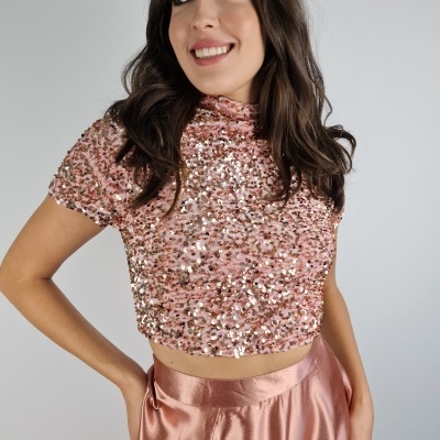 Top "Lena" Rosa Dourado