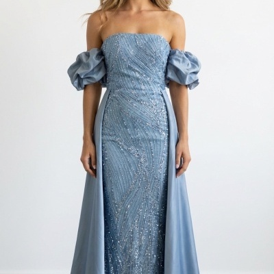 Vestido 1875 - Azul Acinzentado