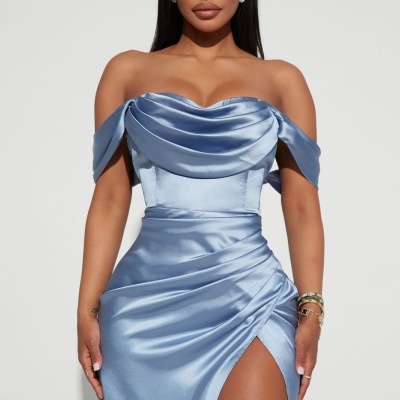 Vestido "Cindy" Azul Acinzentado