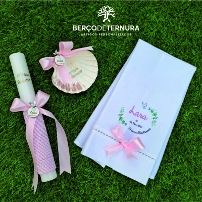 Caixa batismo personalizada tampa em vidro Cor de Rosa