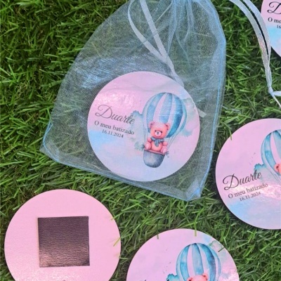 Lembrança íman - Tema balão de ar quente com ursinho