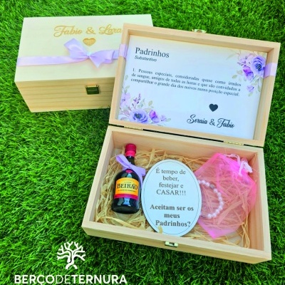 Caixa convite padrinhos de casamento