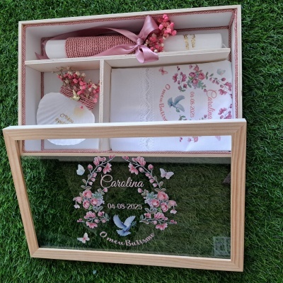 Caixa Batismo com tampa em vidro