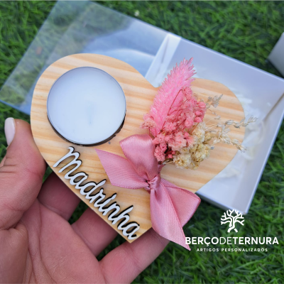 Porta velas forma de coração - Madrinha