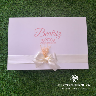 Caixa de batismo personalizada Lacada branca