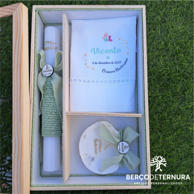 Caixa de batismo personalizada tampa de vidro - Principezinho