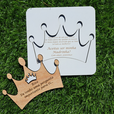 Convite madrinha / padrinho - Tema coroa