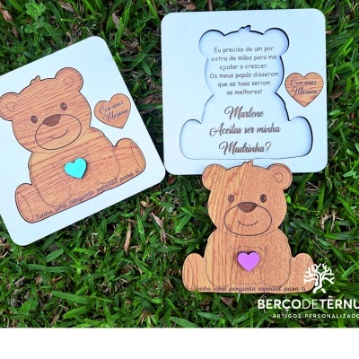 Convite madrinha / padrinho - Tema Ursinho