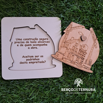 Convite madrinha / padrinho - Tema construção