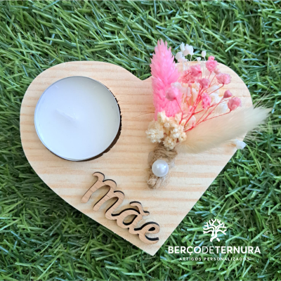 Porta velas forma de coração