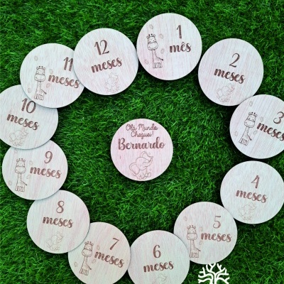 Placas crescimento bebé (Milestones) - Tema girafa e elefante