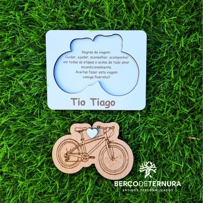 Convite madrinha / padrinho - Tema bicicleta