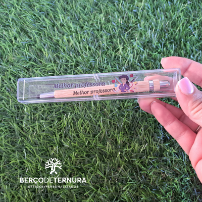 Caneta de bambu com ponteiro táctil Personalizada