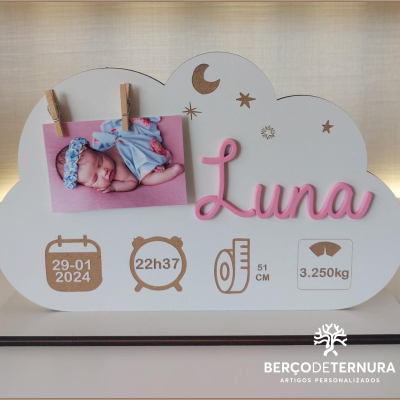 Moldura Dados de Nascimento - Modelo nuvem