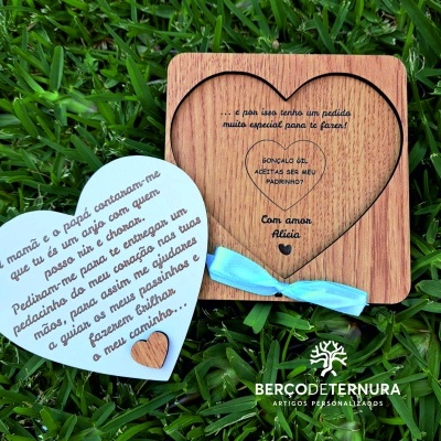 Convite madrinha / padrinho - Tema coração