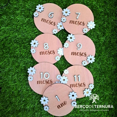 Placas crescimento bebé (Milestones) - Margarida - flor