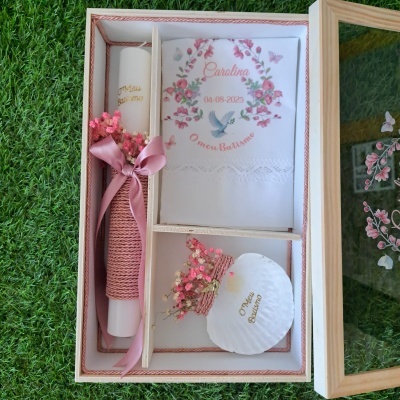 Caixa Batismo com tampa em vidro