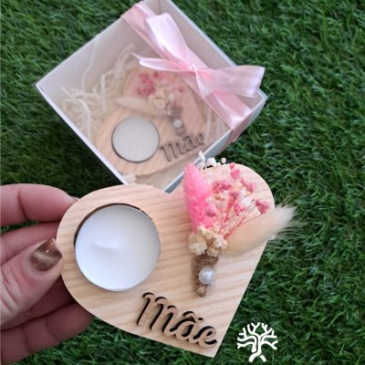 Porta velas forma de coração