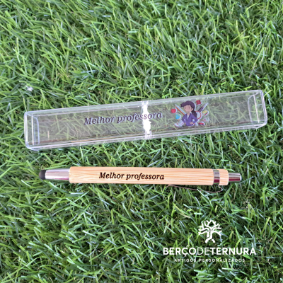 Caneta de bambu com ponteiro táctil Personalizada