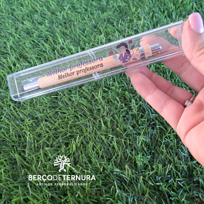 Caneta de bambu com ponteiro táctil Personalizada