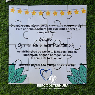 Convite puzzle madrinha / padrinho com cores