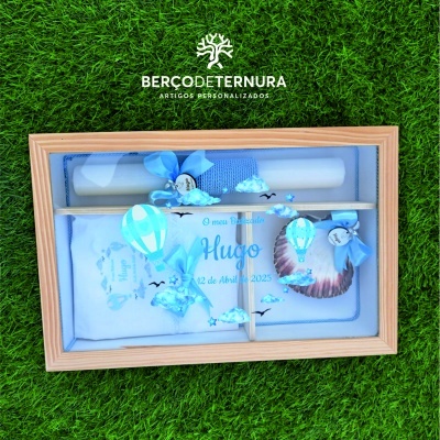 Caixa batismo personalizada Balão Ar Quente