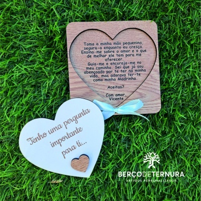 Convite madrinha / padrinho - Tema coração