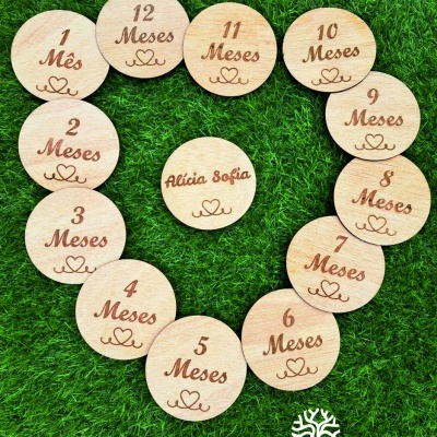 Placas crescimento bebé (Milestones) - Tema coração