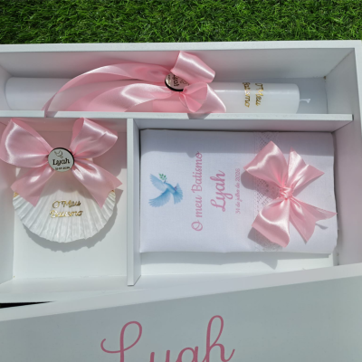 Caixa batismo branca lacada personalizada