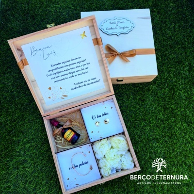 Convite padrinhos de casamento com pulseira e botões de punho