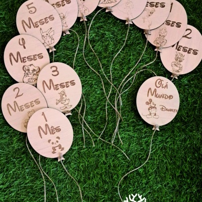 Placas crescimento bebé (Milestones) - Tema balão
