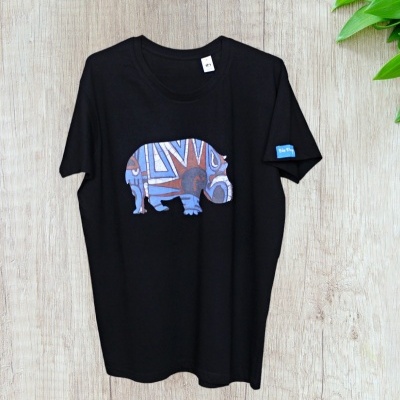 T-Shirt Batik Silhueta Hipopótamo