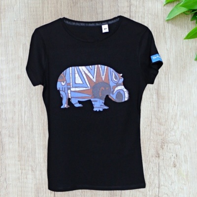 T-Shirt Batik Silhueta Hipopótamo