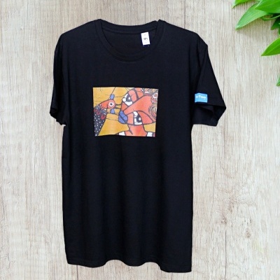 T-Shirt Batik Figura de Mulher em Laranja