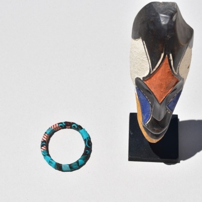 Pulseira Gilé de capulana em tons de azul