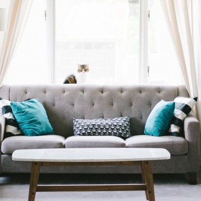 Blue Fabric LoveSeat