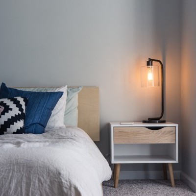 Nightstand Bedside Table And Modern Light