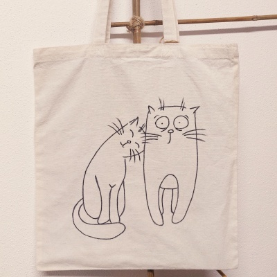 Saco pintado à mão: Gatos